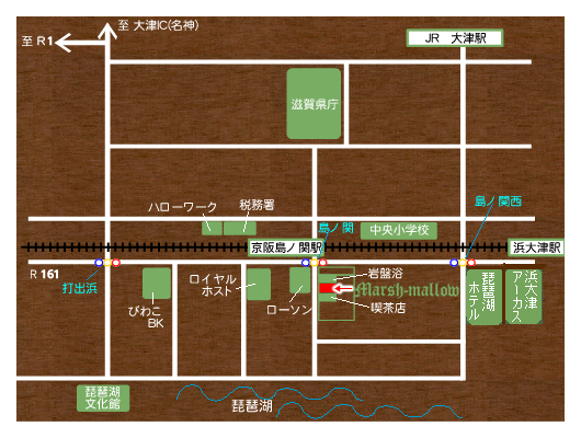 〒520-0042 滋賀県大津市島ノ関7-13レジデンス琵琶102号室 アクセスマップ/大津市 美容室 美容院 マシュマロ